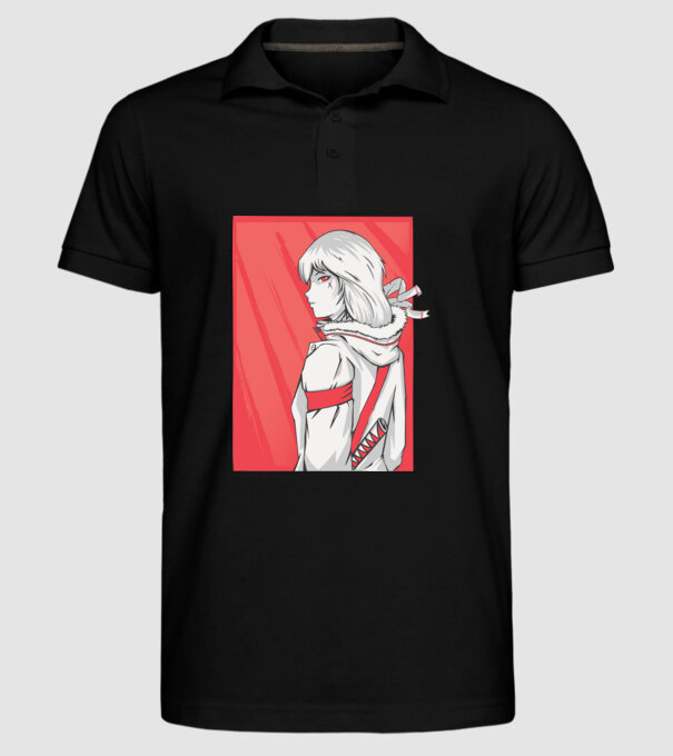 Anime fată Războinic model negru pe tricou