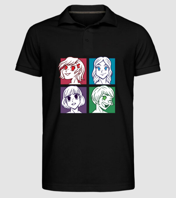 Fețe Anime fată Pop Art model negru pe tricou