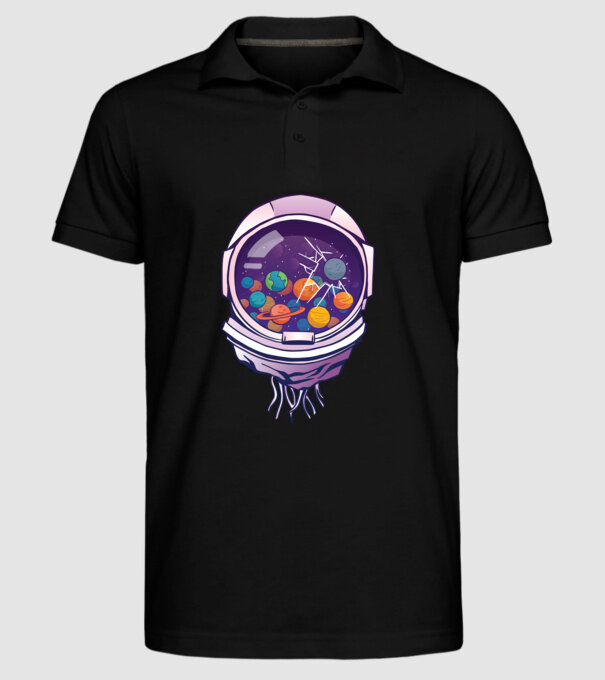 Cască de astronaut model negru pe tricou