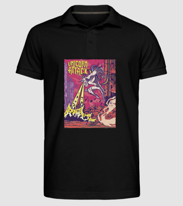 Atacul Unicornului model negru pe tricou