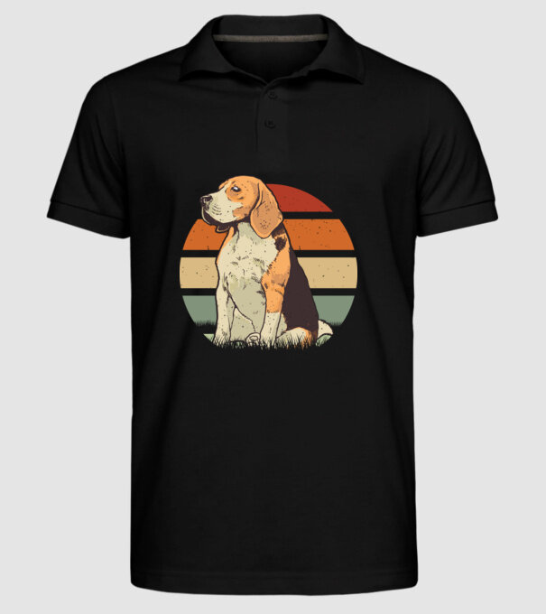 Beagle Retro Sunset model negru pe tricou