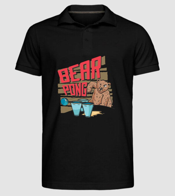 Bear Pong model negru pe tricou
