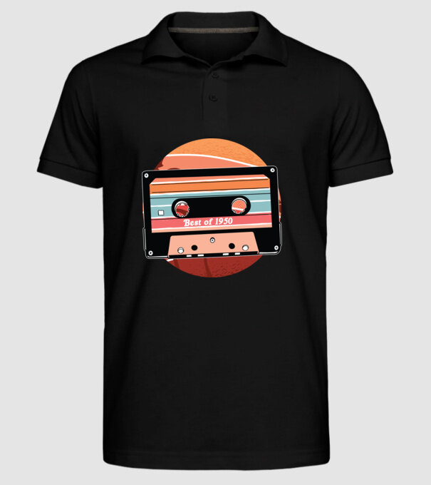 Best of 1950 retro Tape Birthday model negru pe tricou