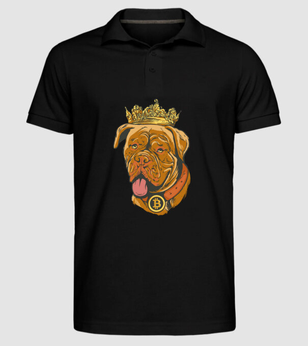 Câine Bitcoin model negru pe tricou