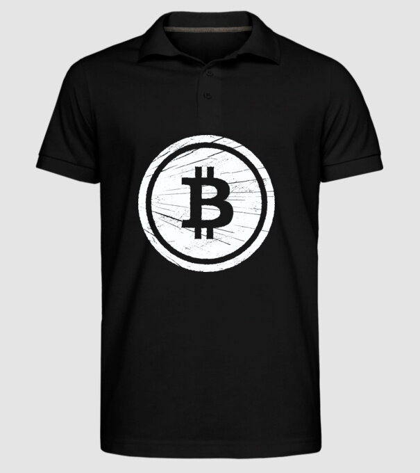Bitcoin logo model negru pe tricou