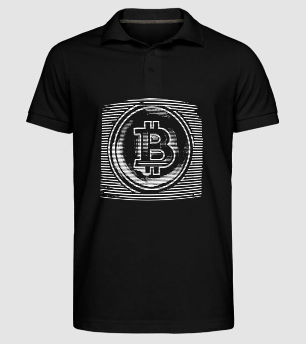 Bitcoin logo model negru pe tricou
