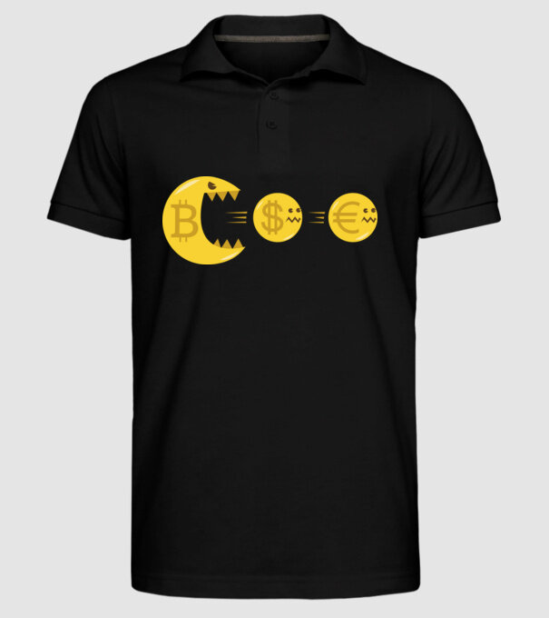 Bitcoin Pacman model negru pe tricou
