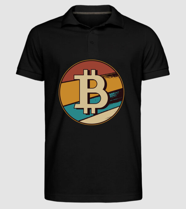 Bitcoin retro model negru pe tricou
