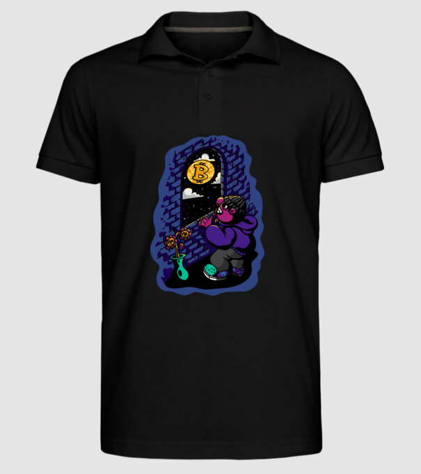 Bitcoin to the moon model negru pe tricou