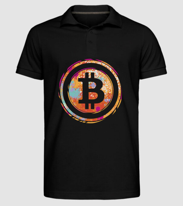 Bitcoin Watercolor model negru pe tricou