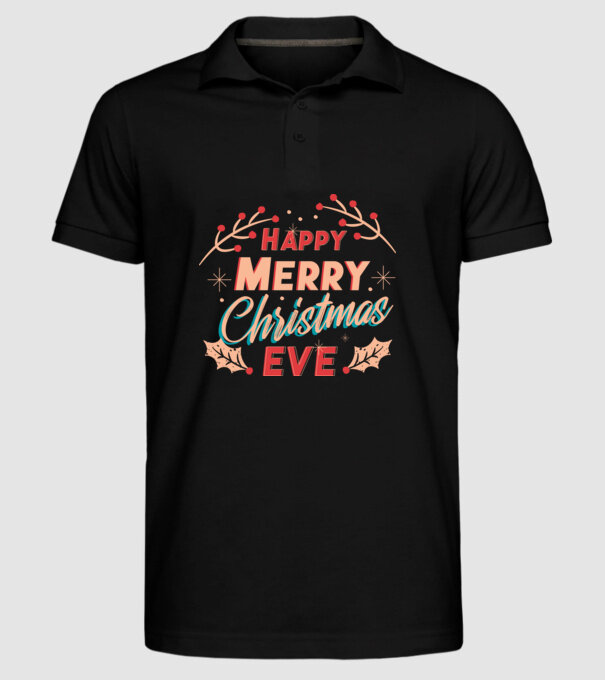 Crăciun Fericit model negru pe tricou
