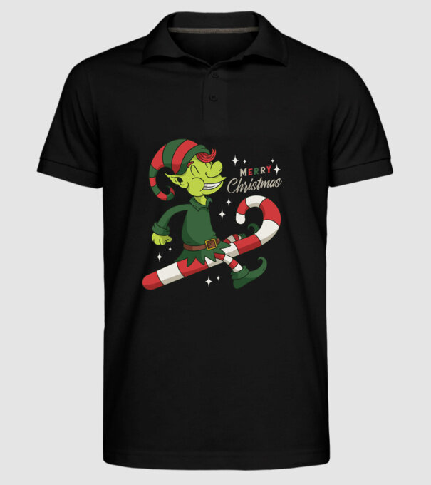 Crăciun Fericit Elf model negru pe tricou