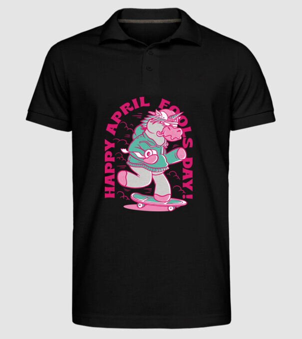 Ziua proștilor Unicorn model negru pe tricou