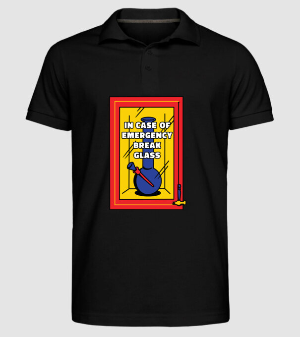 Bong pentru situații de urgență model negru pe tricou
