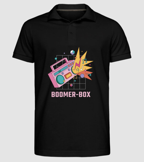 Boomer Box Magnetofon Retro model negru pe tricou