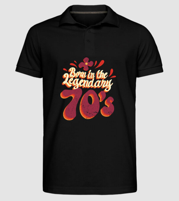 'Born in the Legendary 70''s' model negru pe tricou