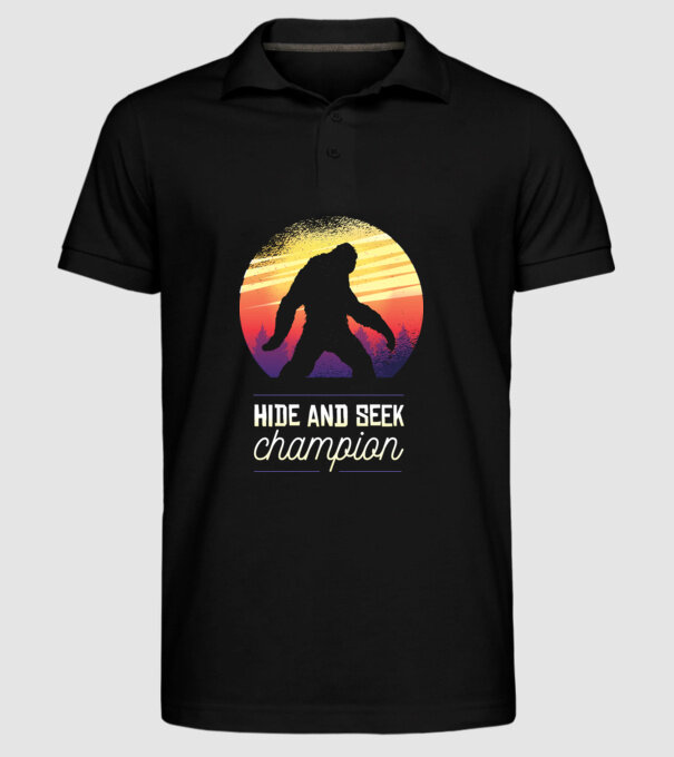 campion de-a v-ați ascunselea Yeti model negru pe tricou