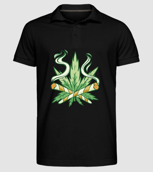 Cannabis Marijuana model negru pe tricou