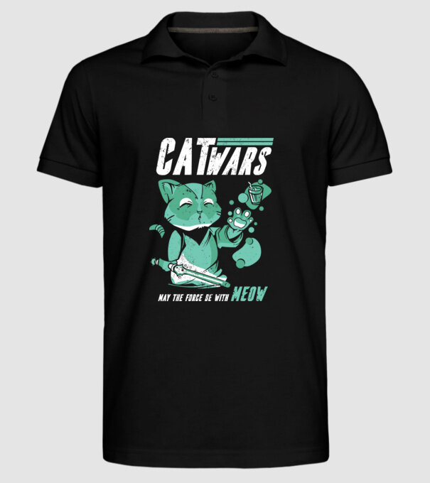 Cat wars - May the force be with meow model negru pe tricou