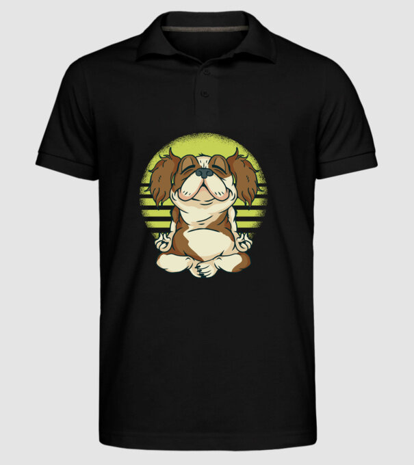 Cavalier King Spaniel Yoga model negru pe tricou