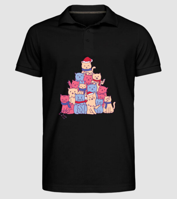 Pom de Crăciun Pisică model negru pe tricou