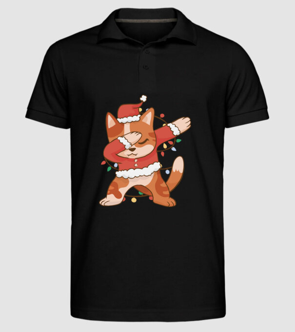 Pisică Crăciun DAB model negru pe tricou