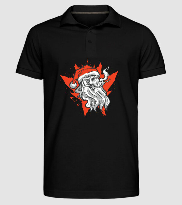 Moș Crăciun Fumător model negru pe tricou