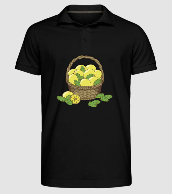 Coș de lămâi model negru pe tricou