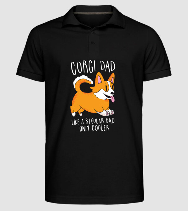 Tată de Corgi model negru pe tricou