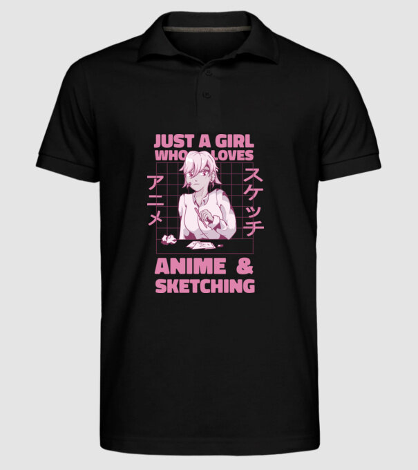 Doar o fată căreia îi place Anime și desenul model negru pe tricou