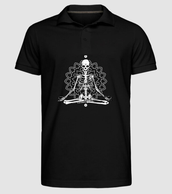 Schelet Yoga model negru pe tricou
