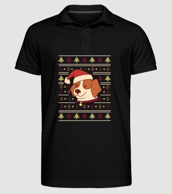 Pulover urât de Crăciun cu cățeluș drăguț model negru pe tricou