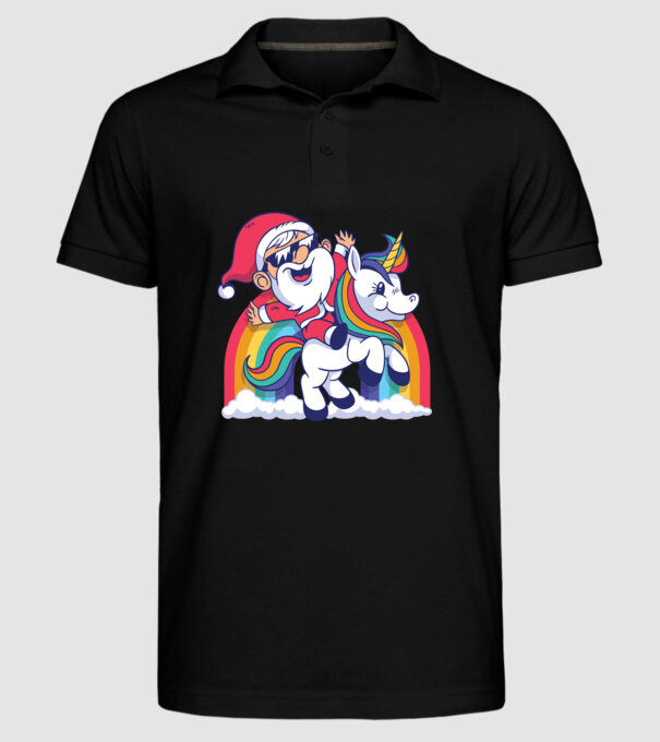 Moș Crăciun Drăguț Unicorn tricou model negru pe tricou