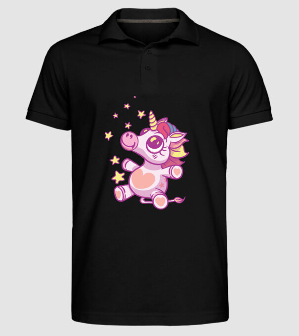 Unicorn drăguț model negru pe tricou