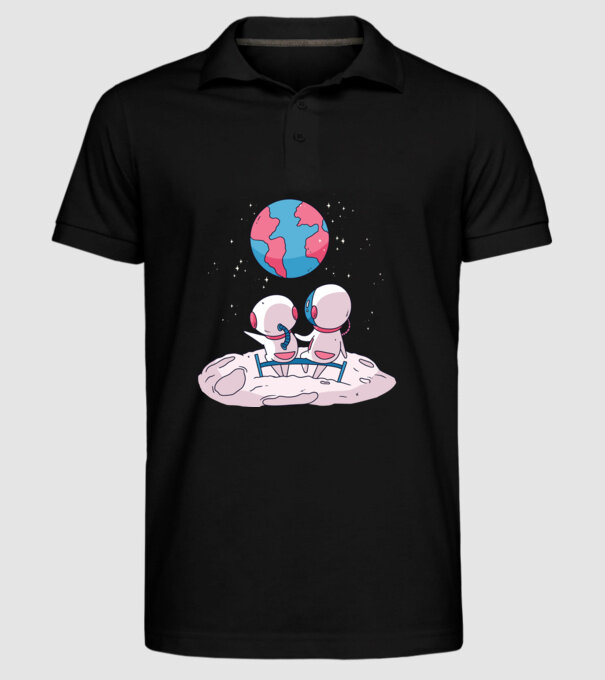 Astronauți drăguți model negru pe tricou