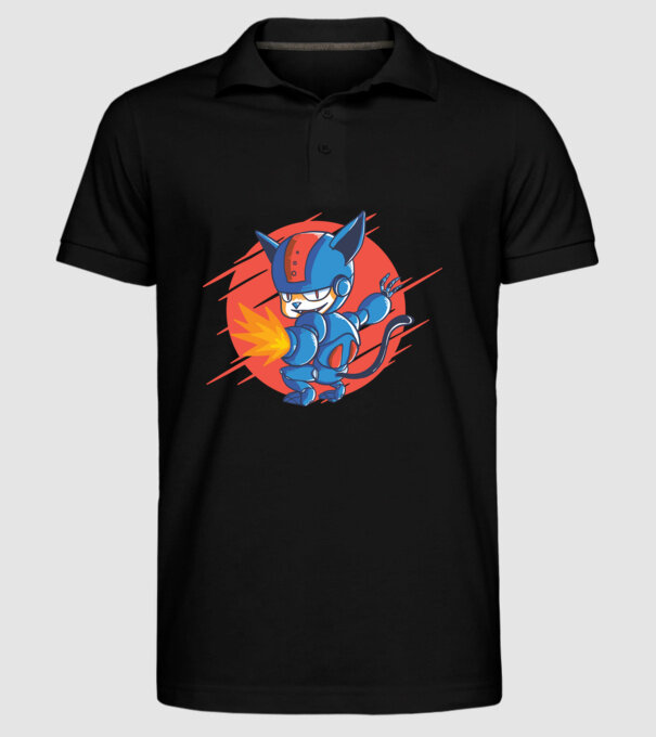 Pisică Cyborg Robot model negru pe tricou