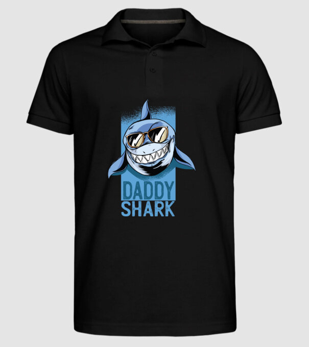 Daddy Shark tricou pentru tata model negru pe tricou