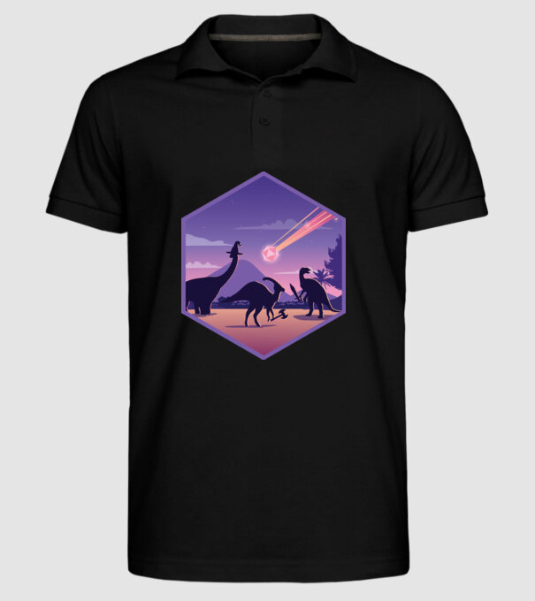 Dinozaur Meteor model negru pe tricou