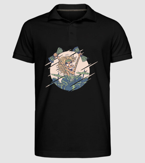 Baterist model negru pe tricou