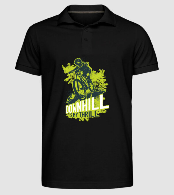 Downhill Is My Thrill tricou bicicletă model negru pe tricou