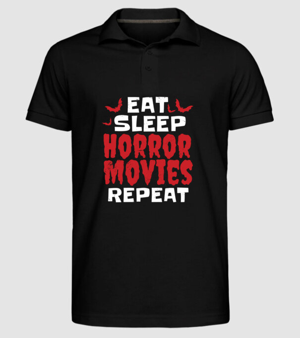 Eat Sleep Horror Movies Repeat model negru pe tricou