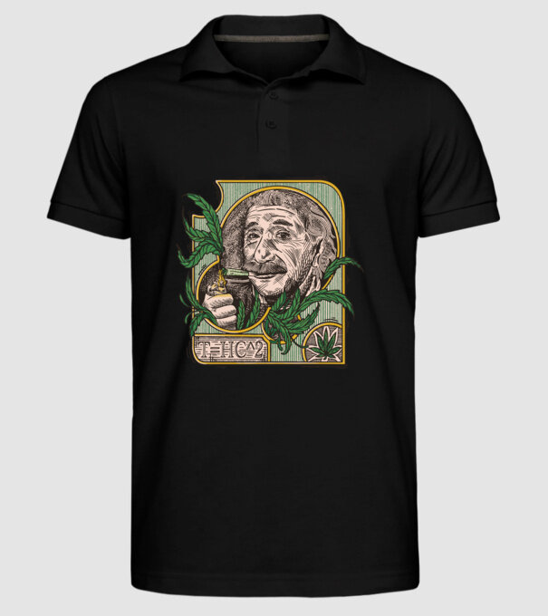Einstein Marijuana THC model negru pe tricou