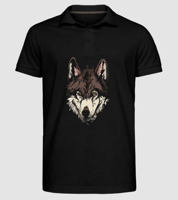 Cap de lup model negru pe tricou