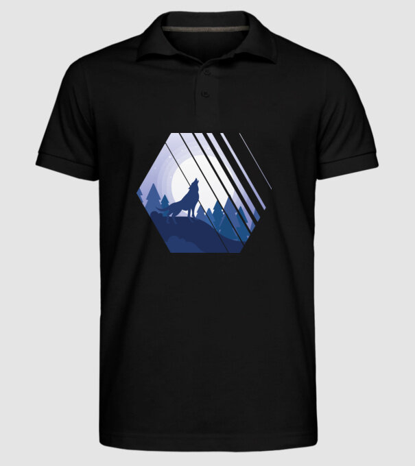 Urlet de lup model negru pe tricou