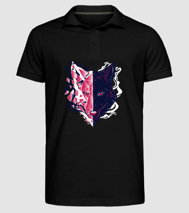 Cap de lup model negru pe tricou