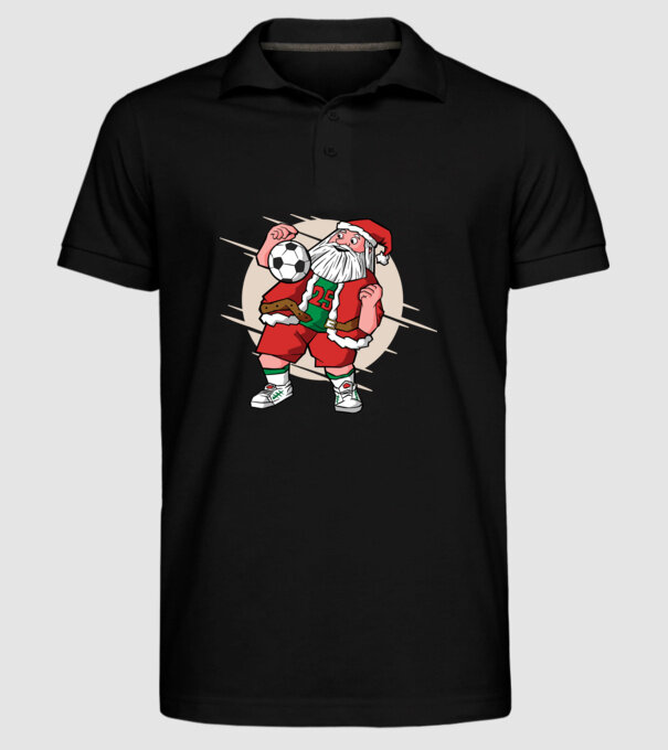Moș Crăciun Fotbalist model negru pe tricou