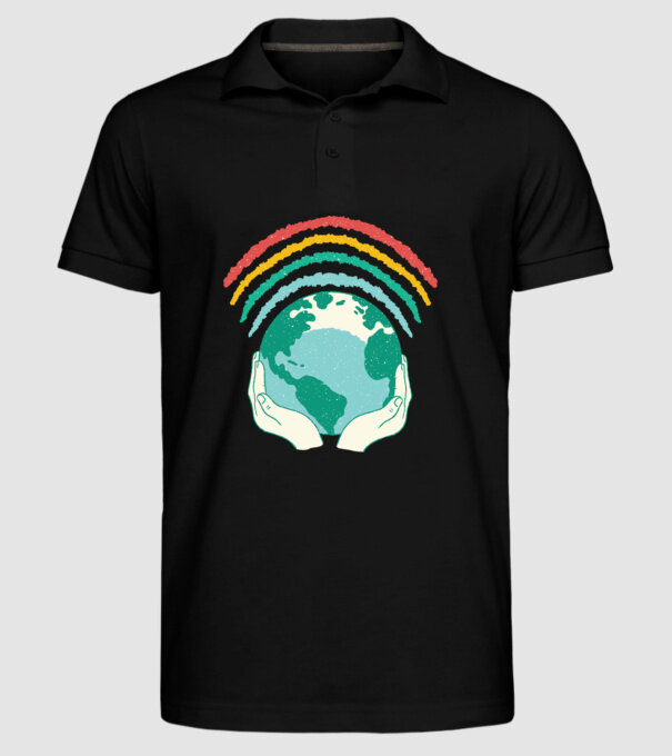 Pământ Wifi Curcubeu model negru pe tricou