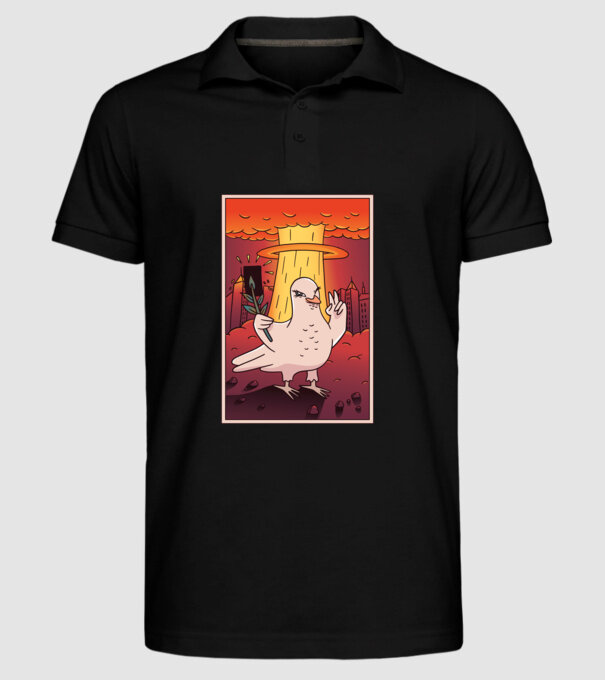 Selfie Porumbel Bombă nucleară model negru pe tricou