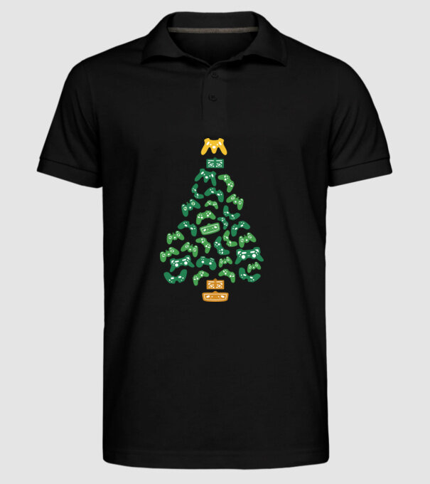 pom de Crăciun Gamer model negru pe tricou