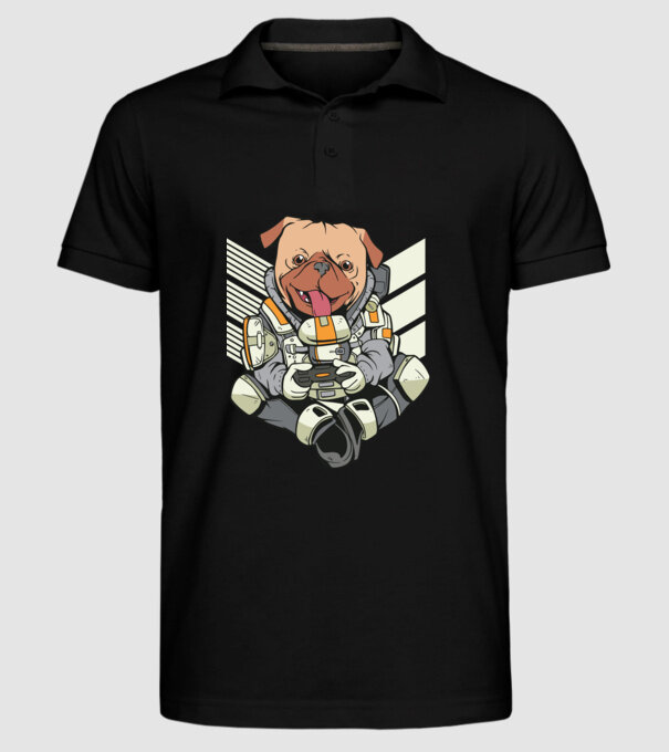Mops Gamer model negru pe tricou